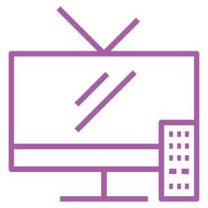TV-and-Remote_Light-Purple Television screen with antenna