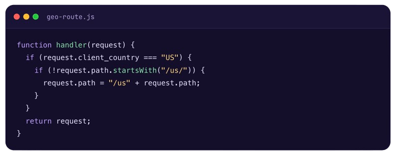EdgeControl JavaScript example for geographic request routing