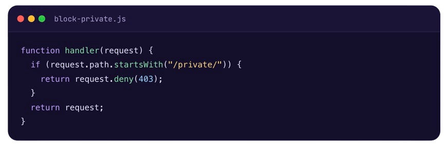 EdgeControl JavaScript example for blocking requests to a restricted path